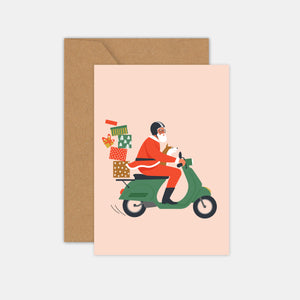 Carte Père Noël en scooter