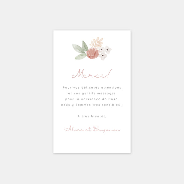 Mimosa flower birth thank you card