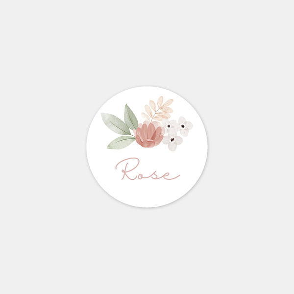 Personalized birth stickers mimosa flowers