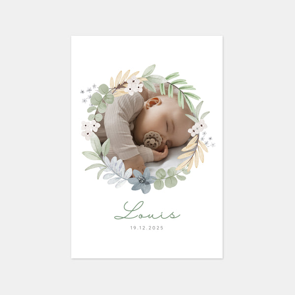 Mimosa flower birth announcement