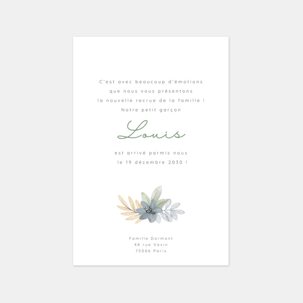 Mimosa flower birth announcement