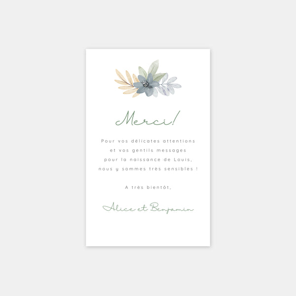 Mimosa flower birth thank you card