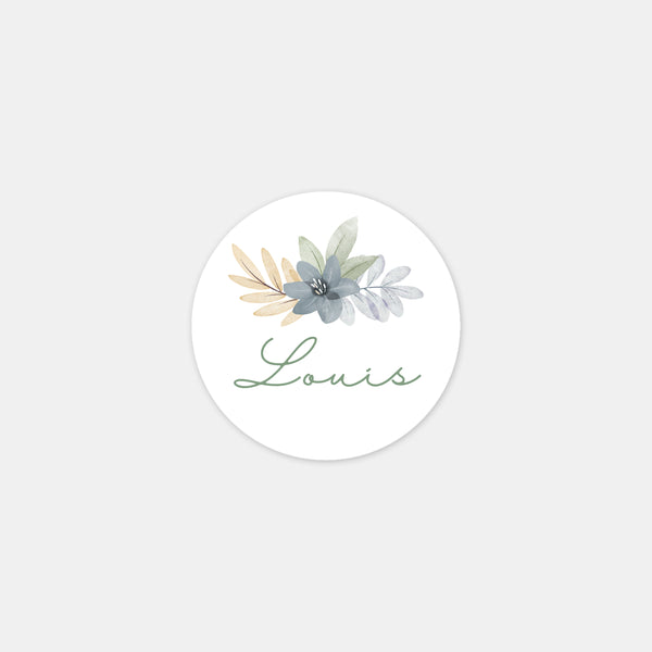 Personalized birth stickers mimosa flowers