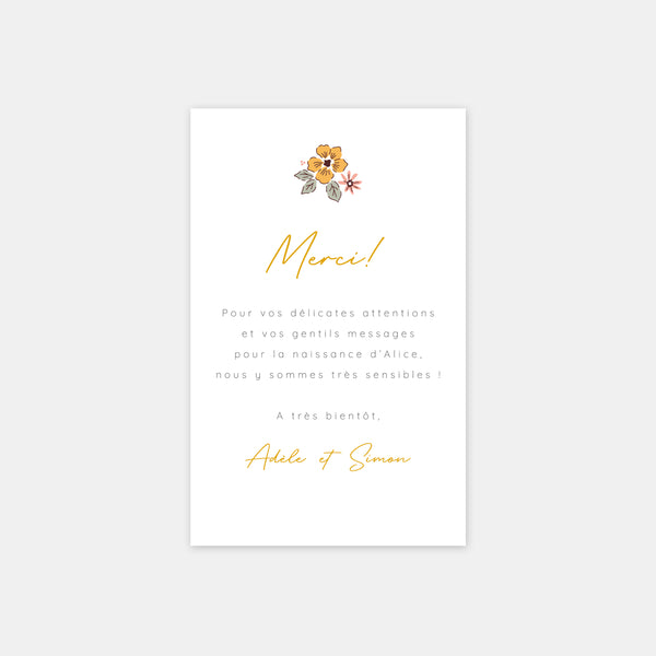 Liberty birth thank you card