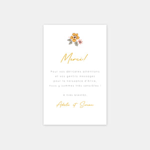 Liberty birth thank you card