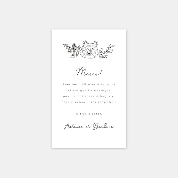 Mouk birth thank you card