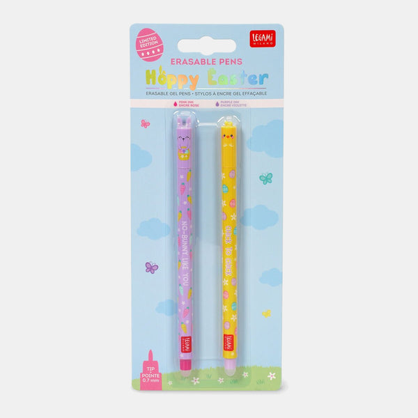 Set de 2 stylos encre gel effaçables - Poussin et Lapin