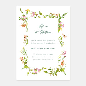 Faire-part de mariage jardin aquarelle