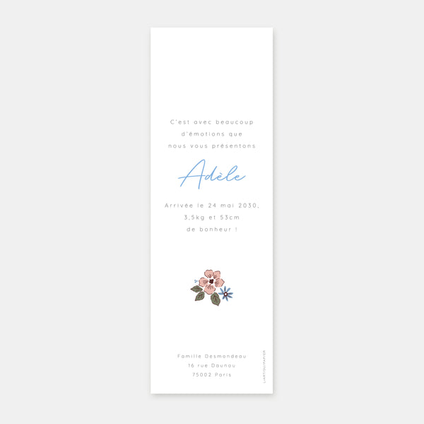 Liberty bookmark birth announcement