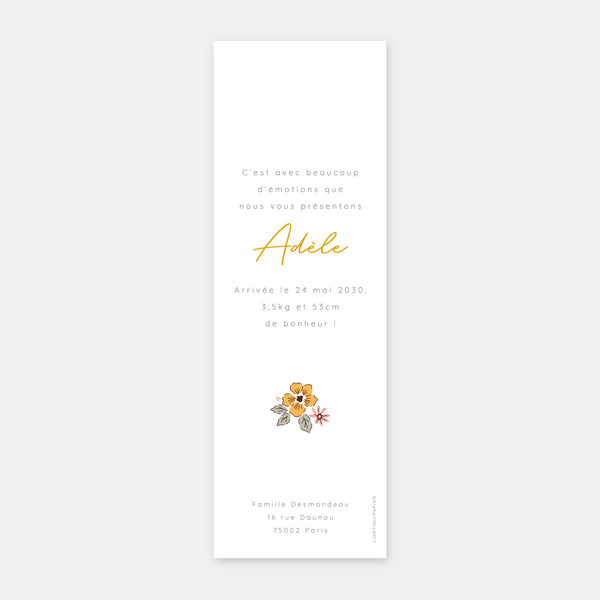 Liberty bookmark birth announcement