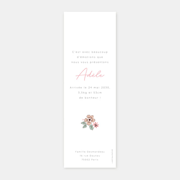 Liberty bookmark birth announcement