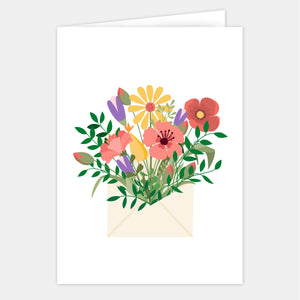 Grande carte - Enveloppe bouquet de fleurs