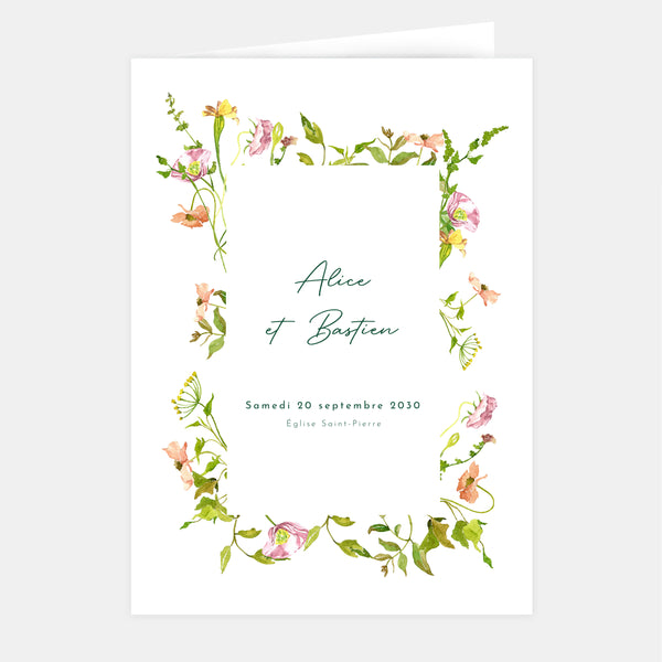 Livret de mariage jardin aquarelle