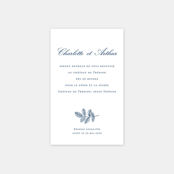 Carton invitation de mariage toile de Jouy florale