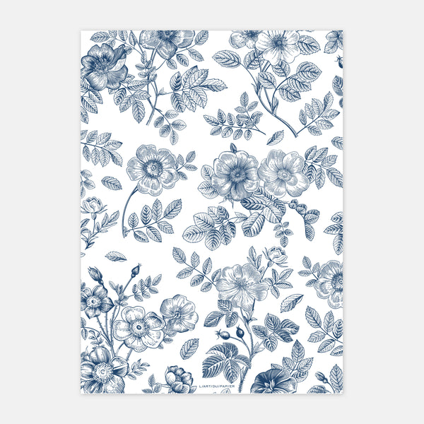 Floral toile de Jouy wedding invitation