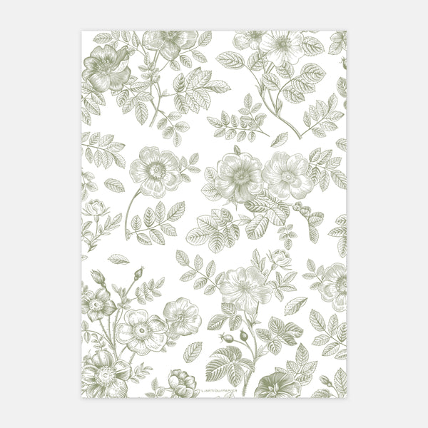 Faire-part de mariage toile de Jouy florale