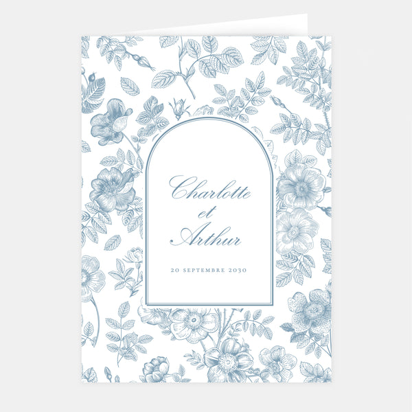 Floral toile de Jouy wedding invitation