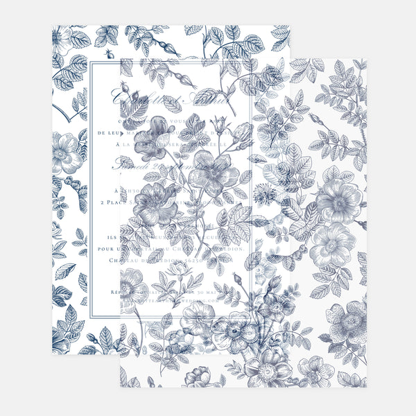 Florales Toile-de-Jouy-Pausblatt