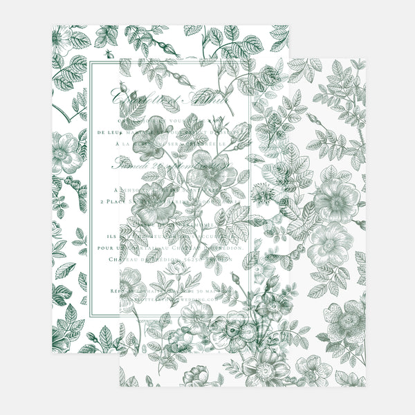 Feuillet de calque toile de Jouy florale