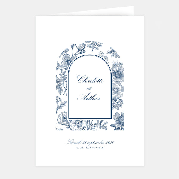 Floral toile de Jouy wedding booklet