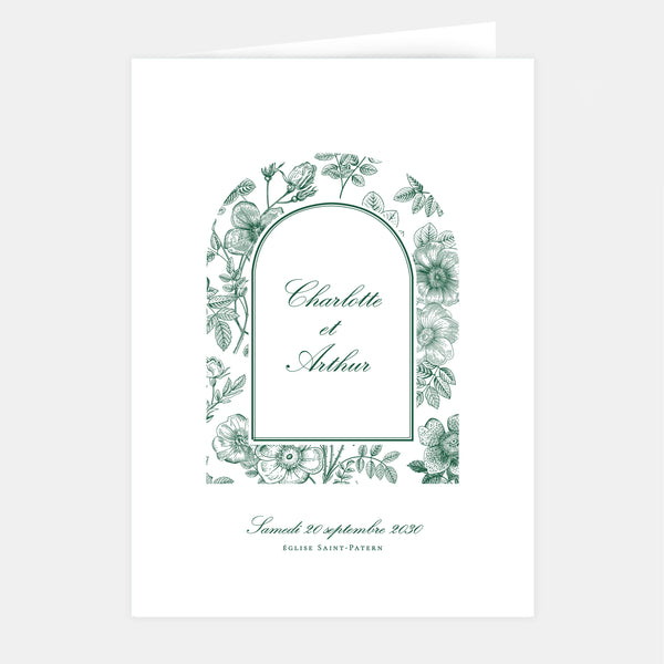 Floral toile de Jouy wedding booklet