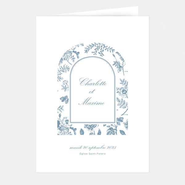 Floral toile de Jouy wedding booklet