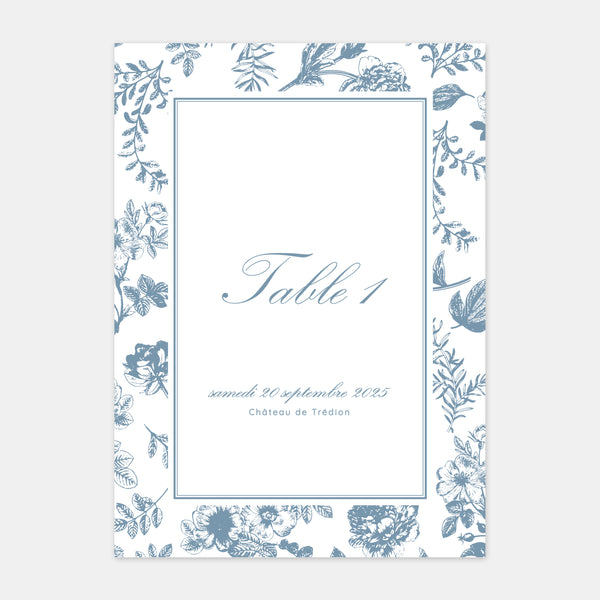 Floral toile de Jouy wedding table brand - 5ex