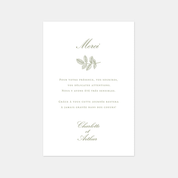 Olive branch wedding thank you card