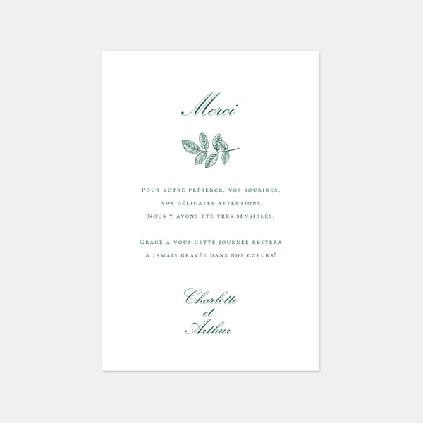 Olive branch wedding thank you card