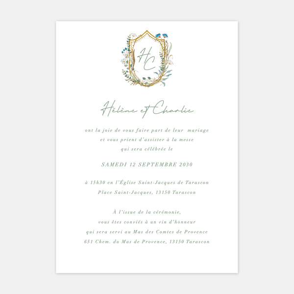 Country coat of arms wedding invitation