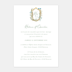 Country coat of arms wedding invitation