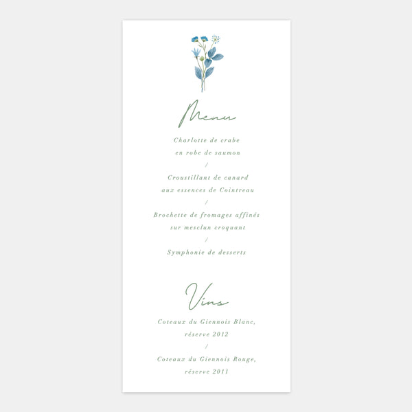 Menu mariage blason champêtre