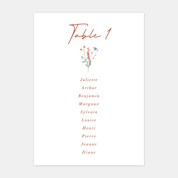 Plan de table de mariage blason champêtre - 5ex