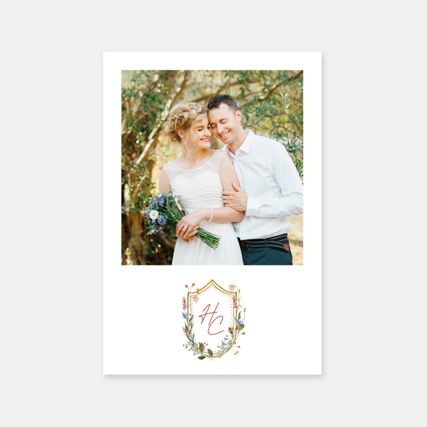 Wedding thank you card with country coat of arms