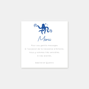 Navy crown birth thank you card