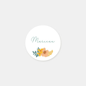 Personalized floral birth stickers - 48ex