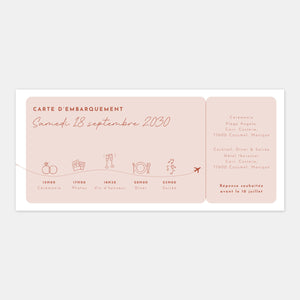 Carton invitation de mariage - carte d'embarquement