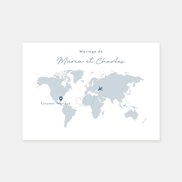 Faire-part de mariage passeport - mappemonde