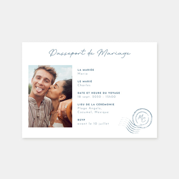 Faire-part de mariage passeport - mappemonde