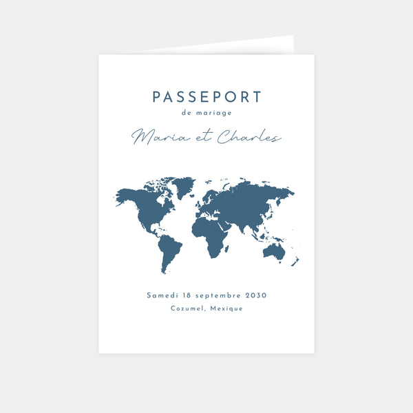 Faire-part de mariage passeport - mappemonde