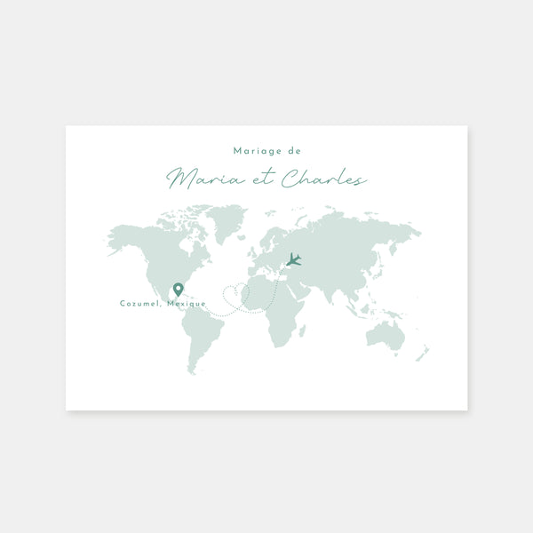 Faire-part de mariage passeport - mappemonde