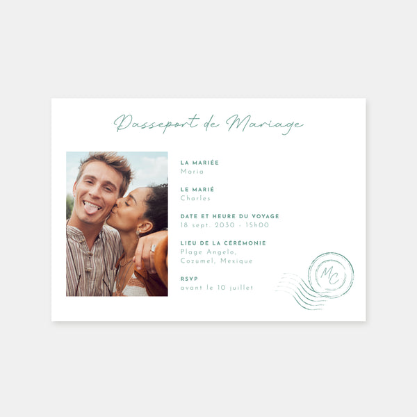 Faire-part de mariage passeport - mappemonde