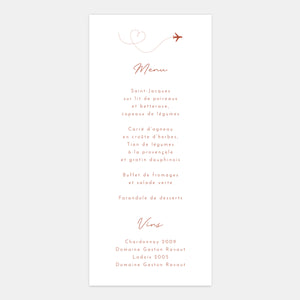 Menu mariage voyage