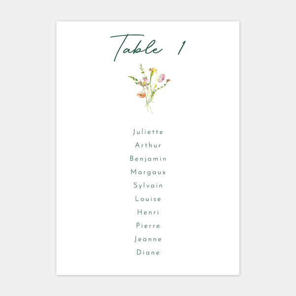 Plan de table de mariage jardin aquarelle - 5ex