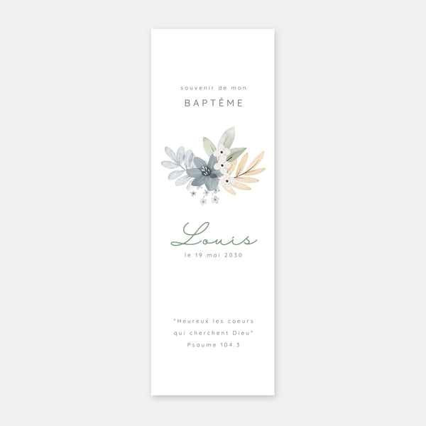 Plant wreath baptism bookmark