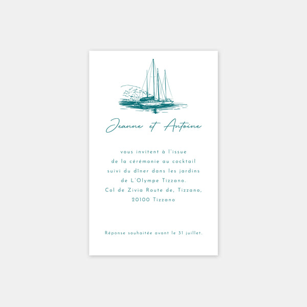 Carton invitation de mariage gravure le sud