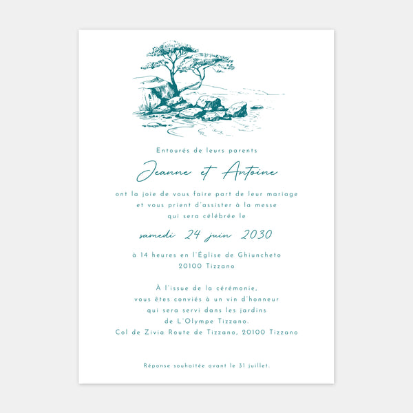 Wedding invitation engraving the south