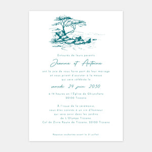 Faire-part de mariage gravure le sud