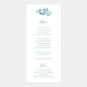 Wedding menu engraving the south