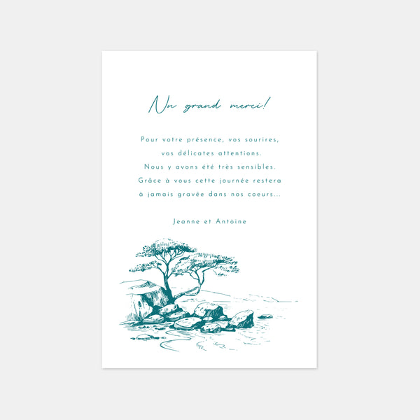 Wedding thank you card engraving the south